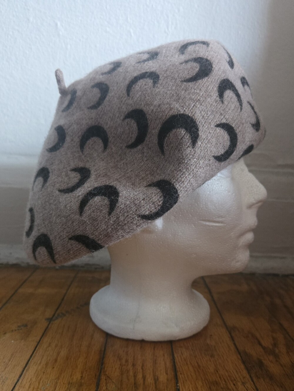 Bnwt Marine Serre OS Tan Chocolate Half Moon Womens Beret Hat